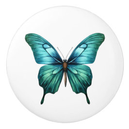 Elegant Teal Butterfly Turcos Blue Drawer Knob Knopp