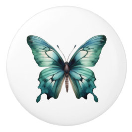 Elegant Teal Butterfly Turcos Blue Drawer Knob Knopp