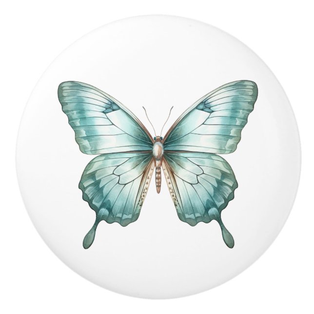 Elegant Teal Butterfly Turcos Blue Drawer Knob Knopp (Framsidan)