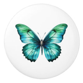 Elegant Teal Butterfly Turcos Blue Drawer Knob Knopp