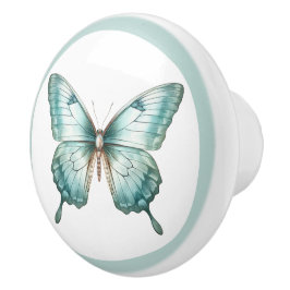 Elegant Teal Butterfly Turcos Blue Drawer Knob Knopp