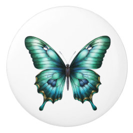 Elegant Teal Butterfly Turcos Blue Drawer Knob Knopp