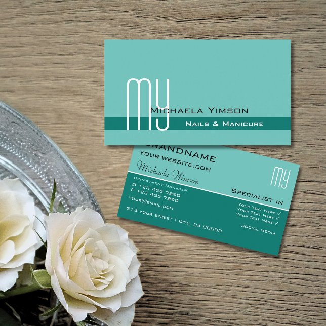 Elegant Teal Classic med Initialer Professionell Visitkort (Skapare uppladdad)