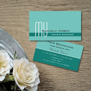 Elegant Teal Classic med Monogram Professionell Visitkort
