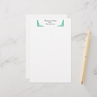 Elegant Teal Corner Gräns Professionell Stationery Brevpapper