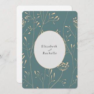 Elegant Teal Cream Flowers Grasses Inbjudningar