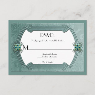 Elegant Teal Damask Jewels OSA kort