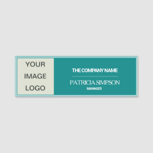 Elegant Teal Distincation: Personlig LOGOTYP, TEXT Namnbricka