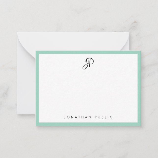 Elegant Teal Enkel Mall Typografi Monogram (Framsida)
