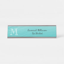 Elegant Teal Faux Metall Student Monogram