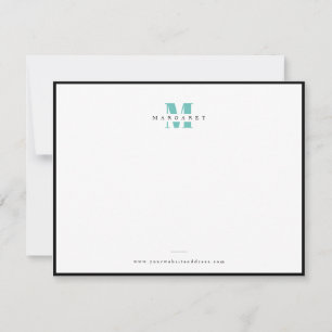 Elegant Teal Fetstilad Enkel Monogram Namn Anteckningskort