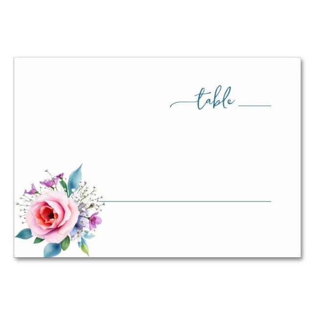 Elegant Teal Floral Bordsnummer (Framsidan)