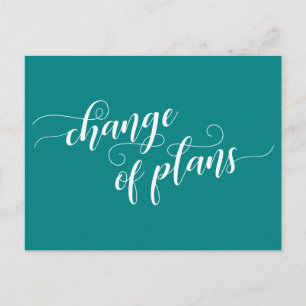 Elegant Teal Förändring av Planen Uppställd Bröllo Vykort