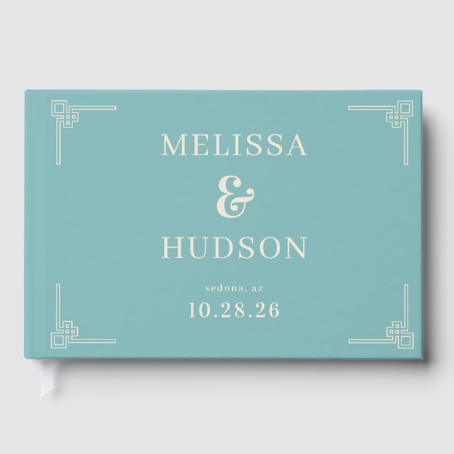 Elegant Teal Geometric Gästböcker (Framsida)