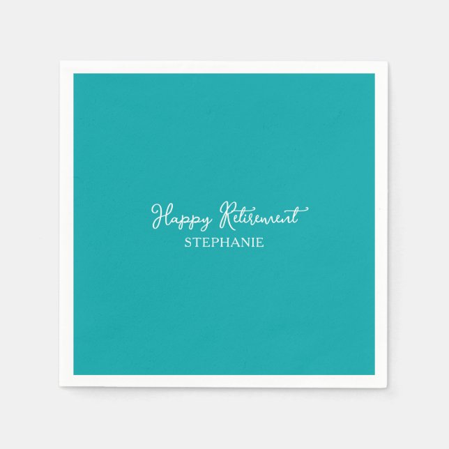 Elegant Teal Glad Pensionering Pappersservett (Framsidan)
