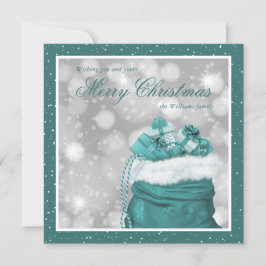 Elegant Teal God jul Helgdagskort Julkort
