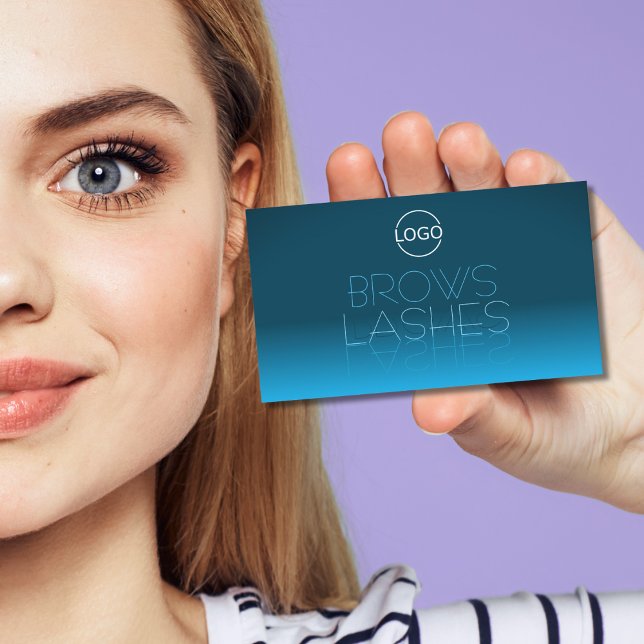 Elegant Teal Gradient Chic Spegel-teckensnitt med  Visitkort (Skapare uppladdad)