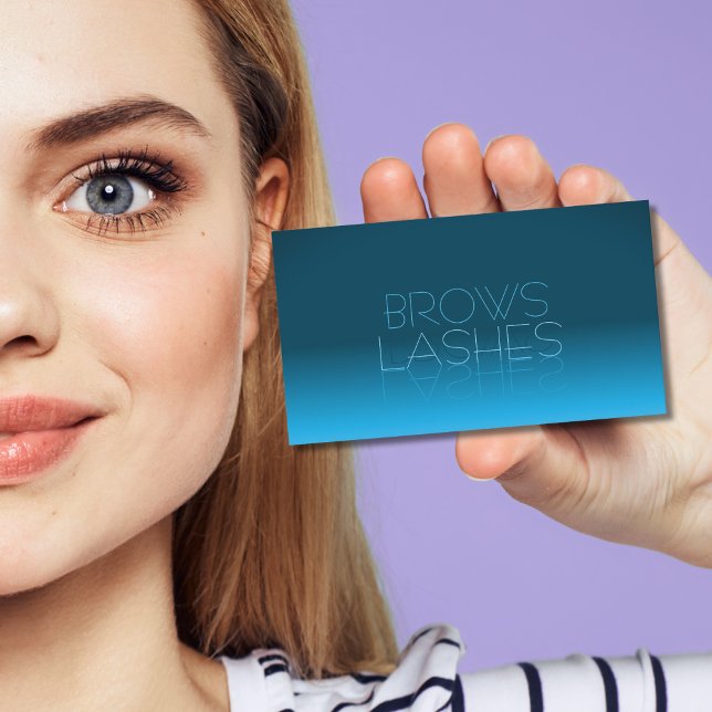 Elegant Teal Gradient Chic Spegel-teckensnitt med  Visitkort (Skapare uppladdad)