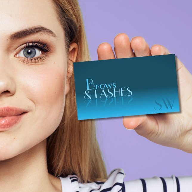 Elegant Teal Gradient Spegel - typsnitt Classic Mo Visitkort (Skapare uppladdad)