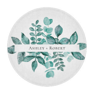 Elegant Teal Greenery Watercolor Modern Bröllop