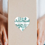 Elegant Teal Greenery Watercolor Modern Bröllop Hjärtformat Klistermärke<br><div class="desc">Vackert tårgirighet gör en elegant påstående för bröllop. Du kan anpassa dig till din information och ändra ordalydelsen till kostym för ditt evenemang.</div>