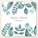 Elegant Teal Greenery Watercolor Modern Bröllop Underlägg Papper Kvadrat<br><div class="desc">Vackert tårgirighet gör en elegant påstående för bröllop. Du kan anpassa dig till din information och ändra ordalydelsen till kostym för ditt evenemang.</div>