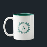 Elegant Teal Greenery Watercolor Monogram Två-Tonad Mugg<br><div class="desc">Vackra tealgrejer gör en elegant påstående. Du kan anpassa dig till din information och ändra ordalydelsen.</div>