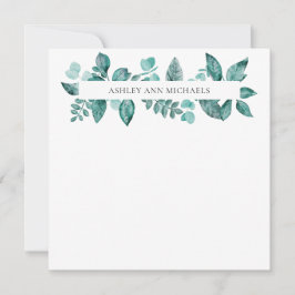 Elegant Teal Grey Löv Personlig Namn Anteckningskort