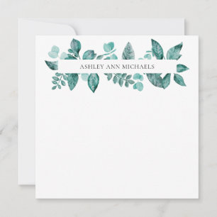 Elegant Teal Grey Löv Personlig Namn Anteckningskort