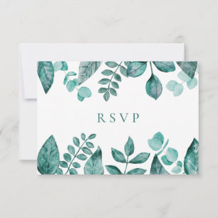 Elegant Teal Grey Response, Watercolor Bröllop OSA Kort