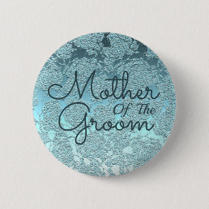 Elegant Teal Grönt Bröllop Mor i Groom Knapp