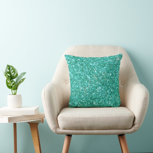Elegant Teal grönt mousserande glitter mönster Kudde (Stol)