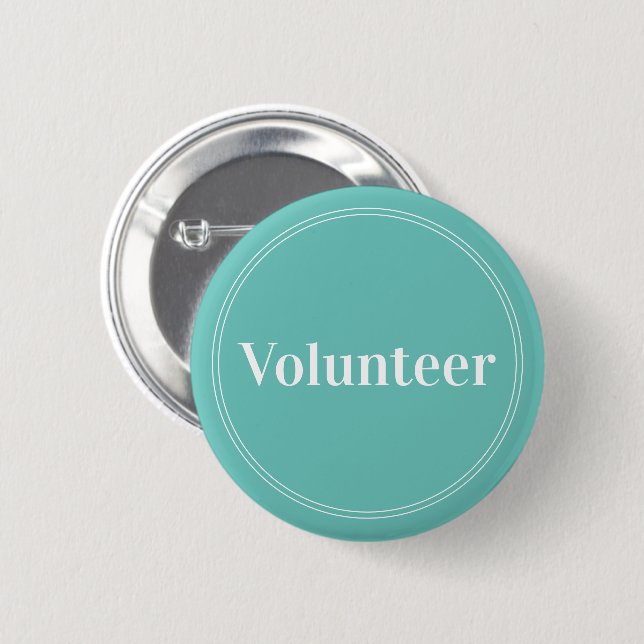 Elegant Teal Grönt Pin-back Volunteer Buttons Knapp (Framsida & baksida)