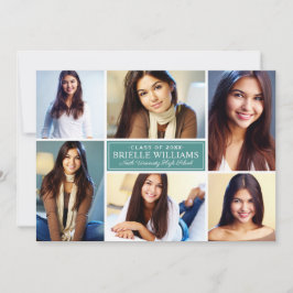 Elegant Teal Grönt Studentfest Photo Collage Inbjudningar