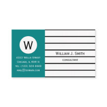 Elegant Teal Grönt White Black Rand Monogramme