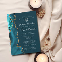 Elegant Teal Guld Agate Bat mitzvah Party