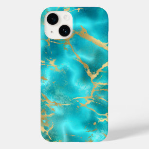 Elegant teal guld aqua blå marmor