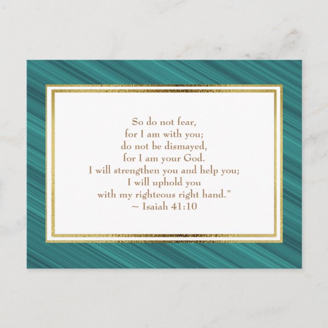 Elegant Teal Guld Christian Bible Verse vykort (Framsida)