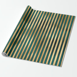 Elegant Teal Guld Glitter stripe Formell Chic Presentpapper