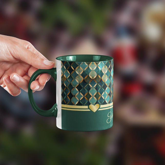 Elegant teal-guld-kaffe Mugg (Skapare uppladdad)