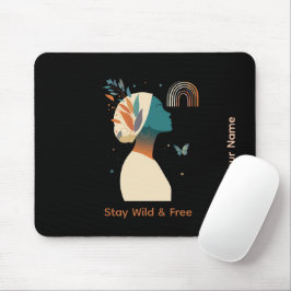 Elegant Teal & Guld Kvinnlig Profil Illustration Musmatta