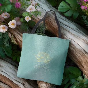 Elegant Teal Guld Lotus Yoga Mediation-instruktör Tygkasse