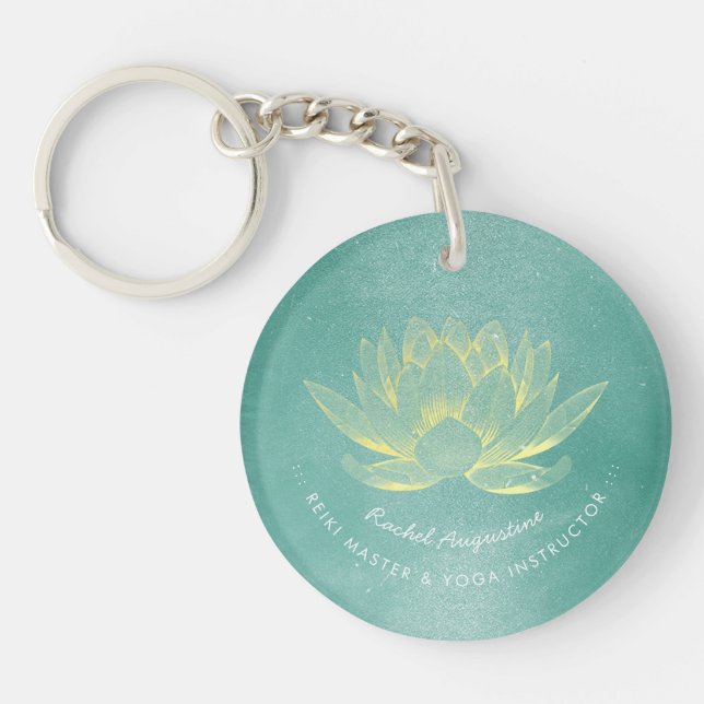 Elegant Teal Guld Lotus YOGA Meditation Instructor (Framsidan)