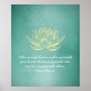 Elegant Teal Guld Lotus YOGA Meditation Instructor Poster