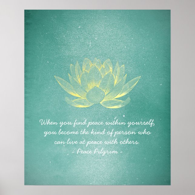 Elegant Teal Guld Lotus YOGA Meditation Instructor Poster (Framsidan)