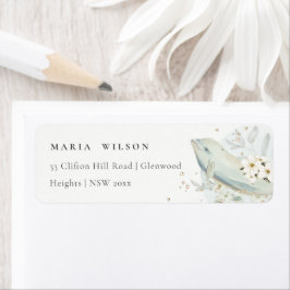 Elegant Teal Guld Undervattensfisk Blommigt Adress Returadress Etikett