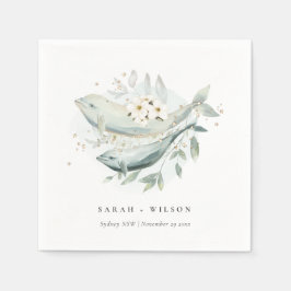 Elegant Teal Guld Undervattensfisk Blommigt Bröllo Pappersservett