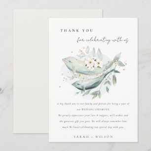 Elegant Teal Guld Undervattensfisk Blommigt Bröllo Tack Kort