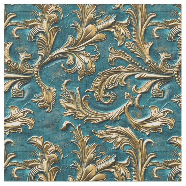 Elegant teal guld, verktygsritat, läder tyg (Närbild)