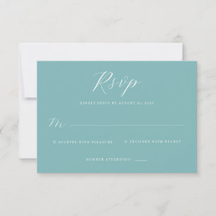 Elegant Teal Kalligrafi RSVP OSA Kort